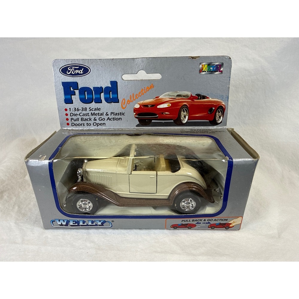Welly Ford Collection Die-Cast 1930s Roadster Cream Brown 1:36-38 Scale New Box